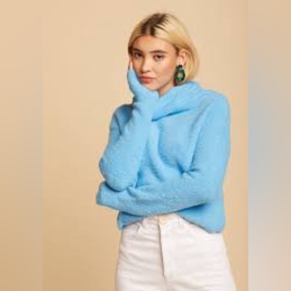 Free People Women's Stormy Cowl Neck Pullover, Size M, Blue - Picture 2 of 10